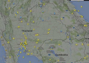 タイ東北部イサーンを飛行する旅客機レーダー情報
