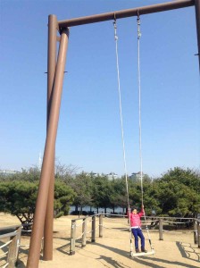 イルサン・レイク公園内にあった長いブランコ